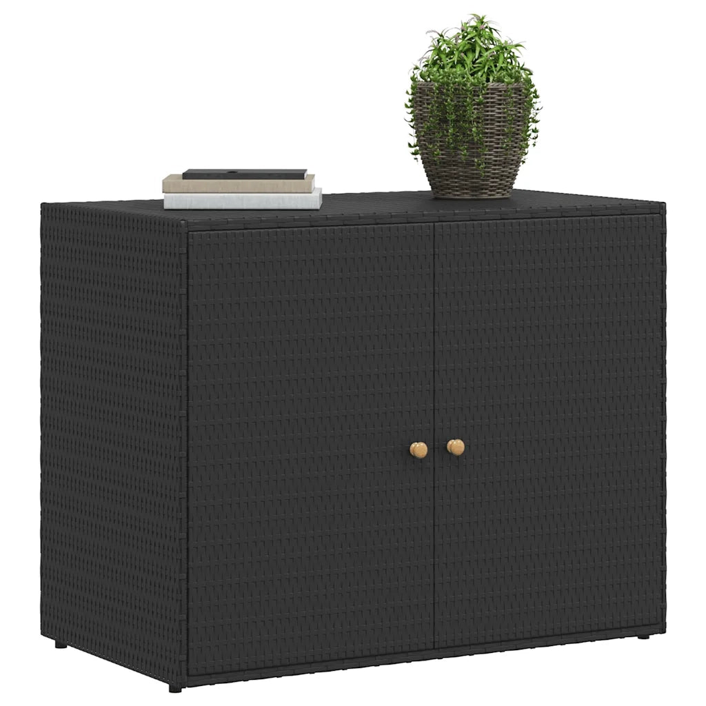 Mobile Portaoggetti da Giardino Nero 100x55,5x80 cm Polyrattan