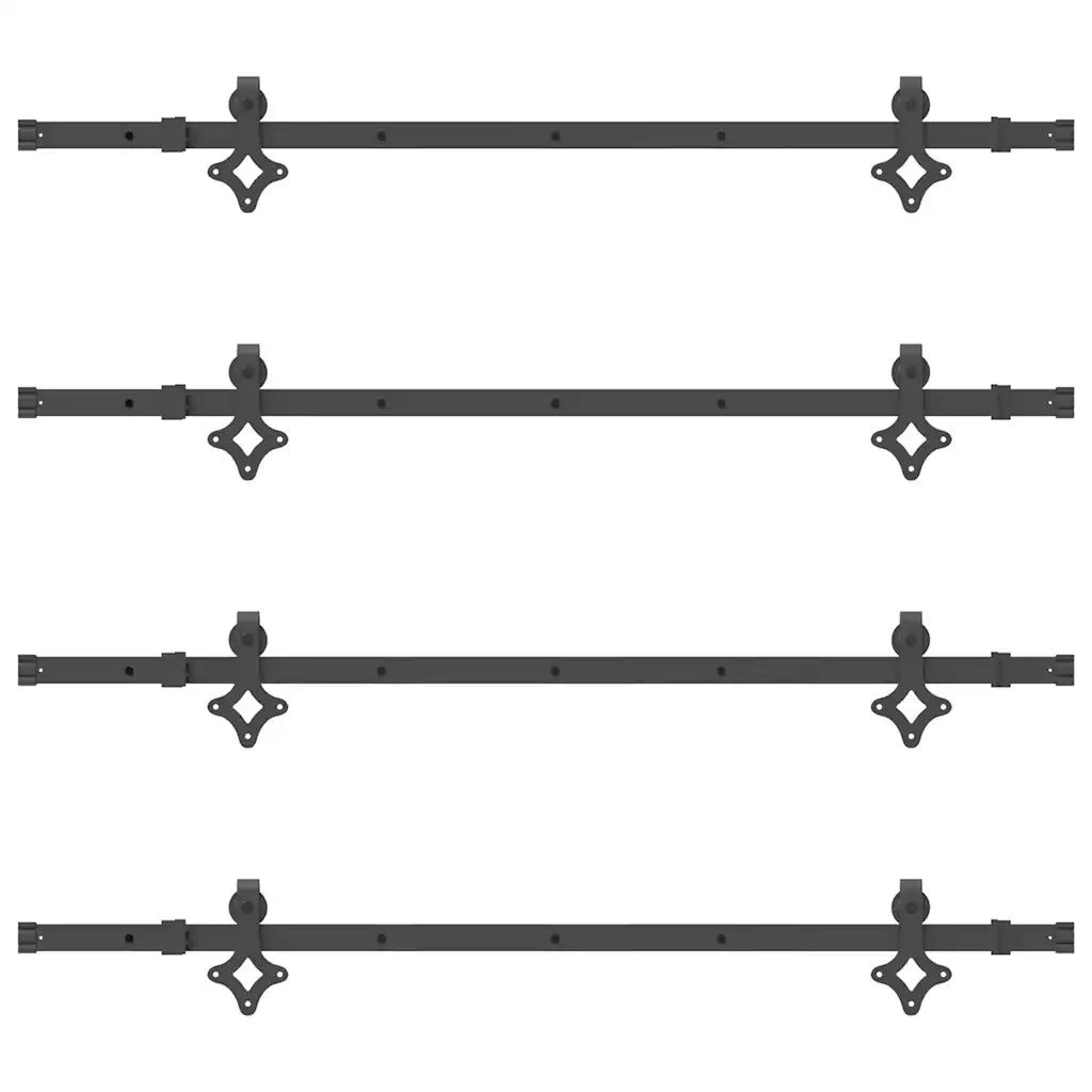 Kit di Binari per Porte Scorrevoli 305 cm Acciaio Nero CFW3704592
