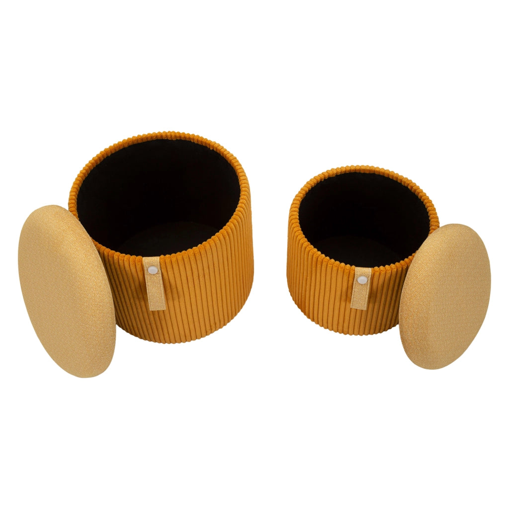 Fianar, Pouf Contenitore set da 2, 38x38x38h cm Arancione