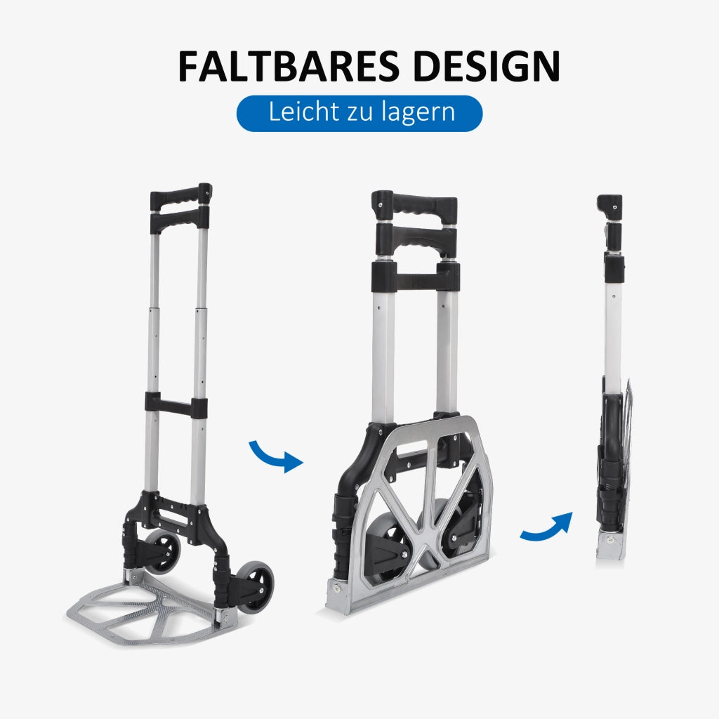 Carrello Pieghevole in Alluminio ¨C Xylo ¨C Portata 70 kg, 39x41x100 cm, Argento