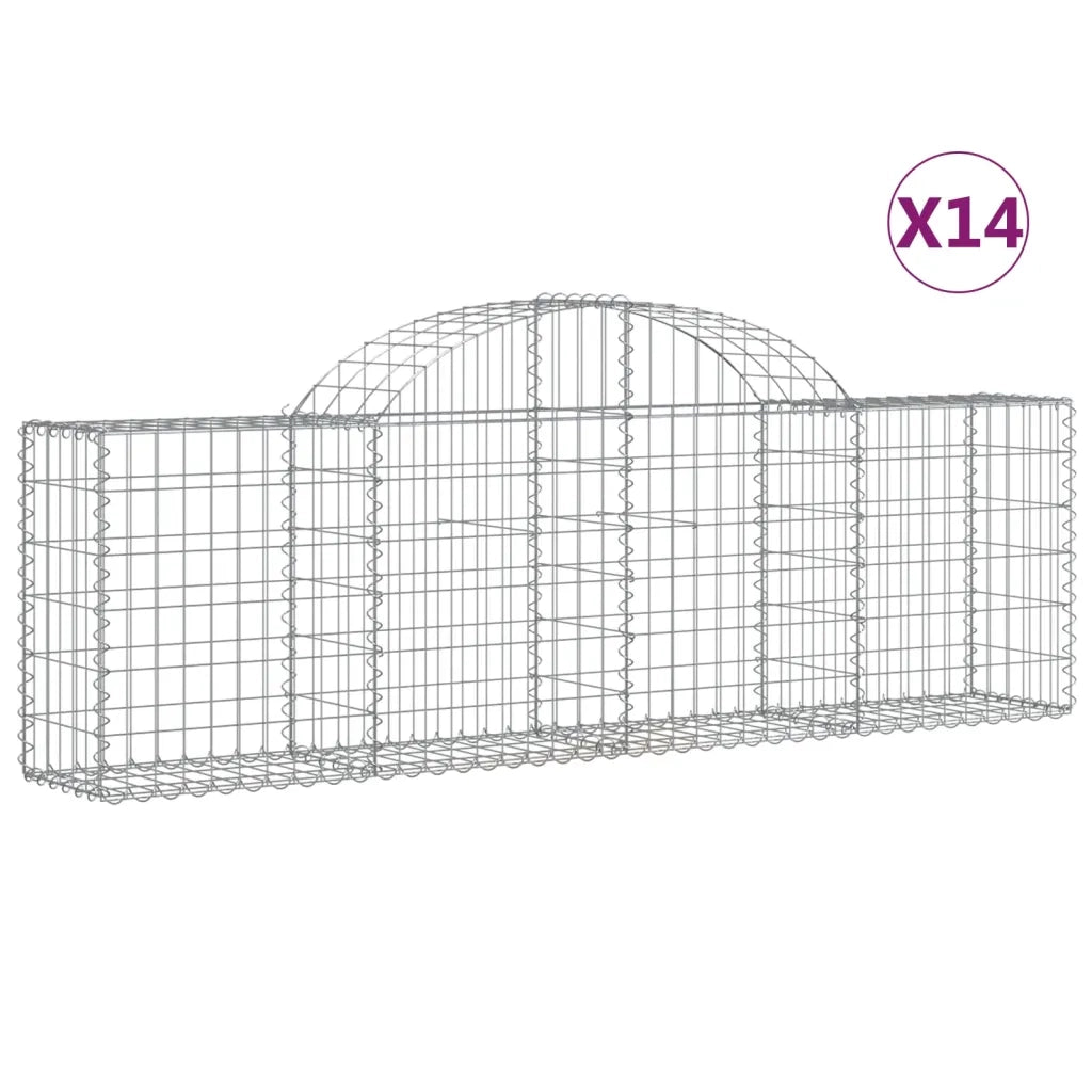Cesti Gabbioni ad Arco 14 pz 200x30x60/80 cm Ferro Zincato 3146080