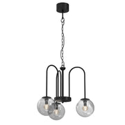 Lampada a sospensione Cambridge nera 3 sfere fumé E14