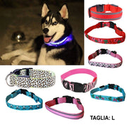 Trade Shop - Collare Per Cane Cani A Led Luminoso Sicurezza Led Notturno Clip Fantasia Tg.l -