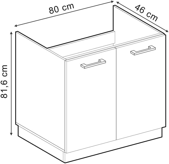 Mobile lavello cucina R-Line, Calcestruzzo, 80 cm PL Marmo