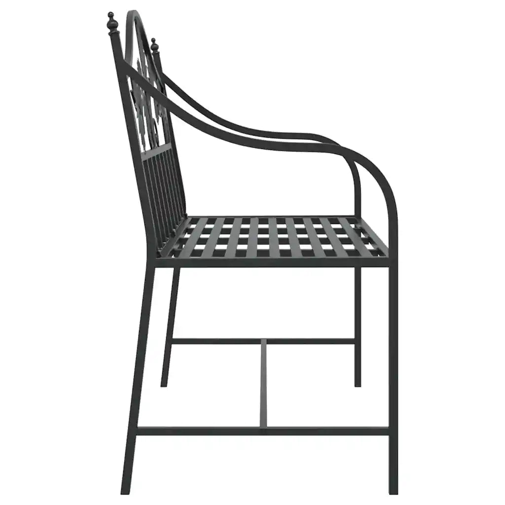 Panchina da Giardino | Panca da Giardino Nero 104 x 52,5 x 89 cm Acciaio