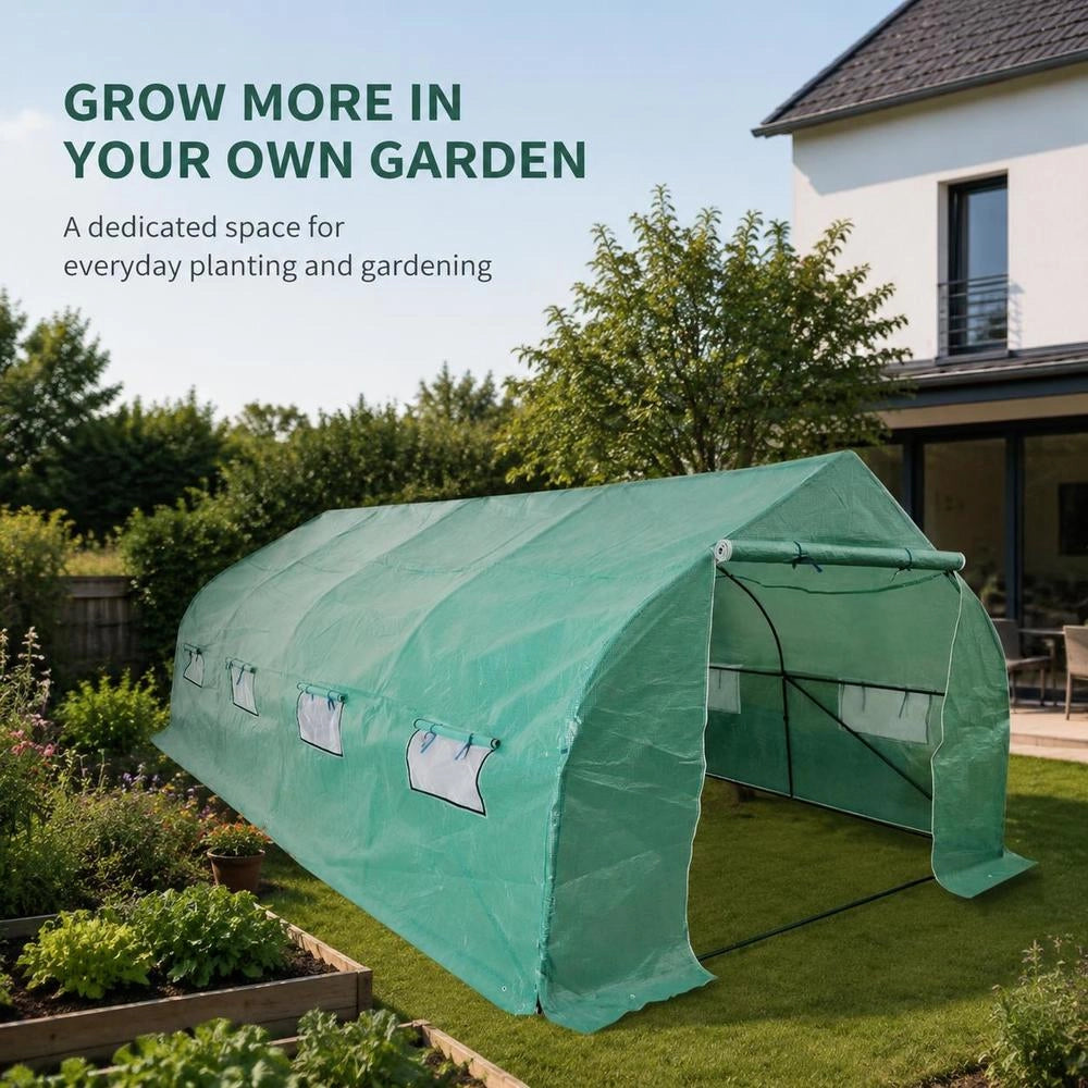 Polytunnel Greenhouse Walk-in & Mobile Steel Frame 18 Square Meter
