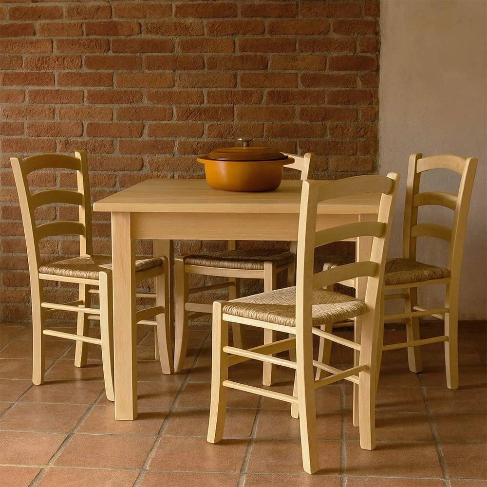 Sedia  sala pranzo in legno venezia naturale con seduta in paglia intrecciata