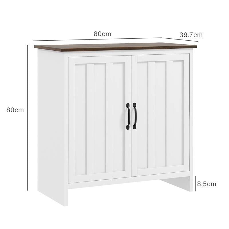 CREDENZA CUCINA MODERNA A 2 ANTE CON RIPIANO REGOLABILE IN LEGNO, 80X39.7X80CM, BIANCO