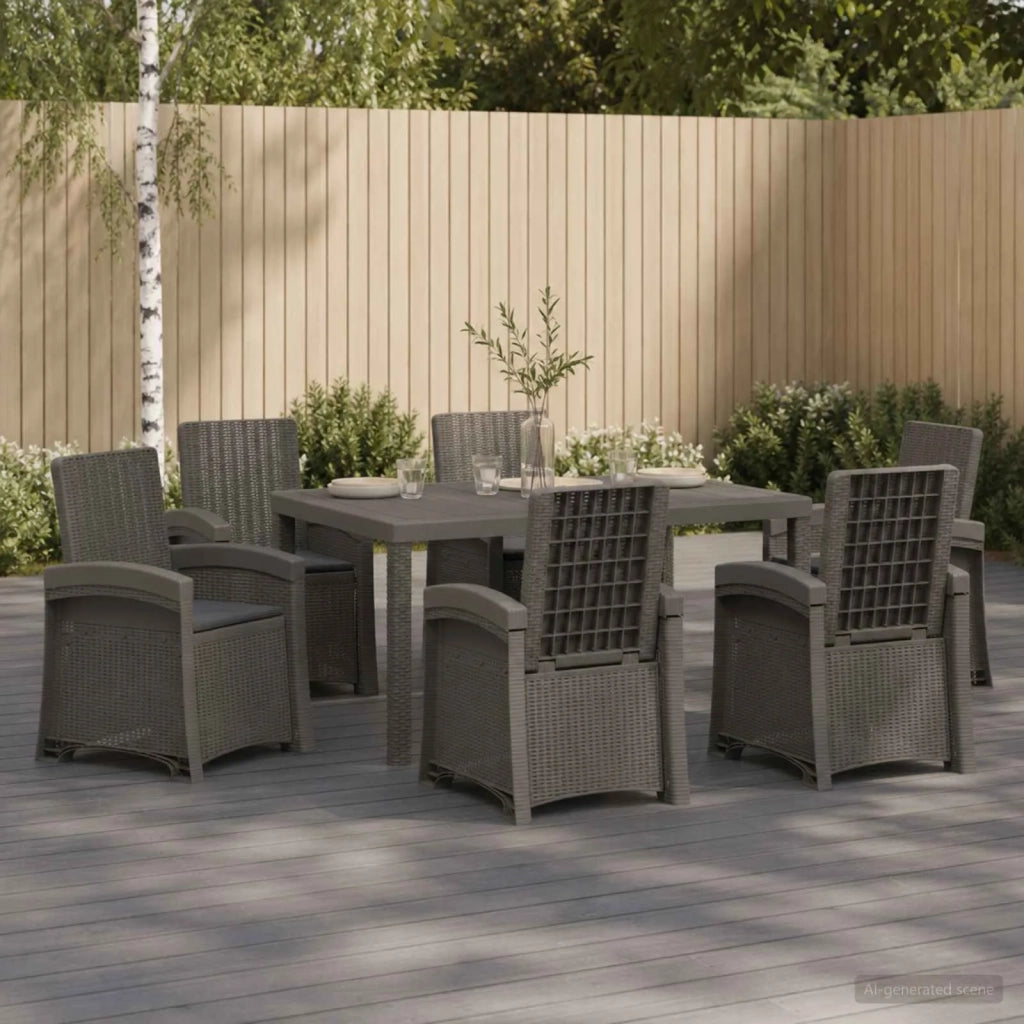 Set da Pranzo per Giardino 7 pz Grigio chiaro e Antracite PP 3430148