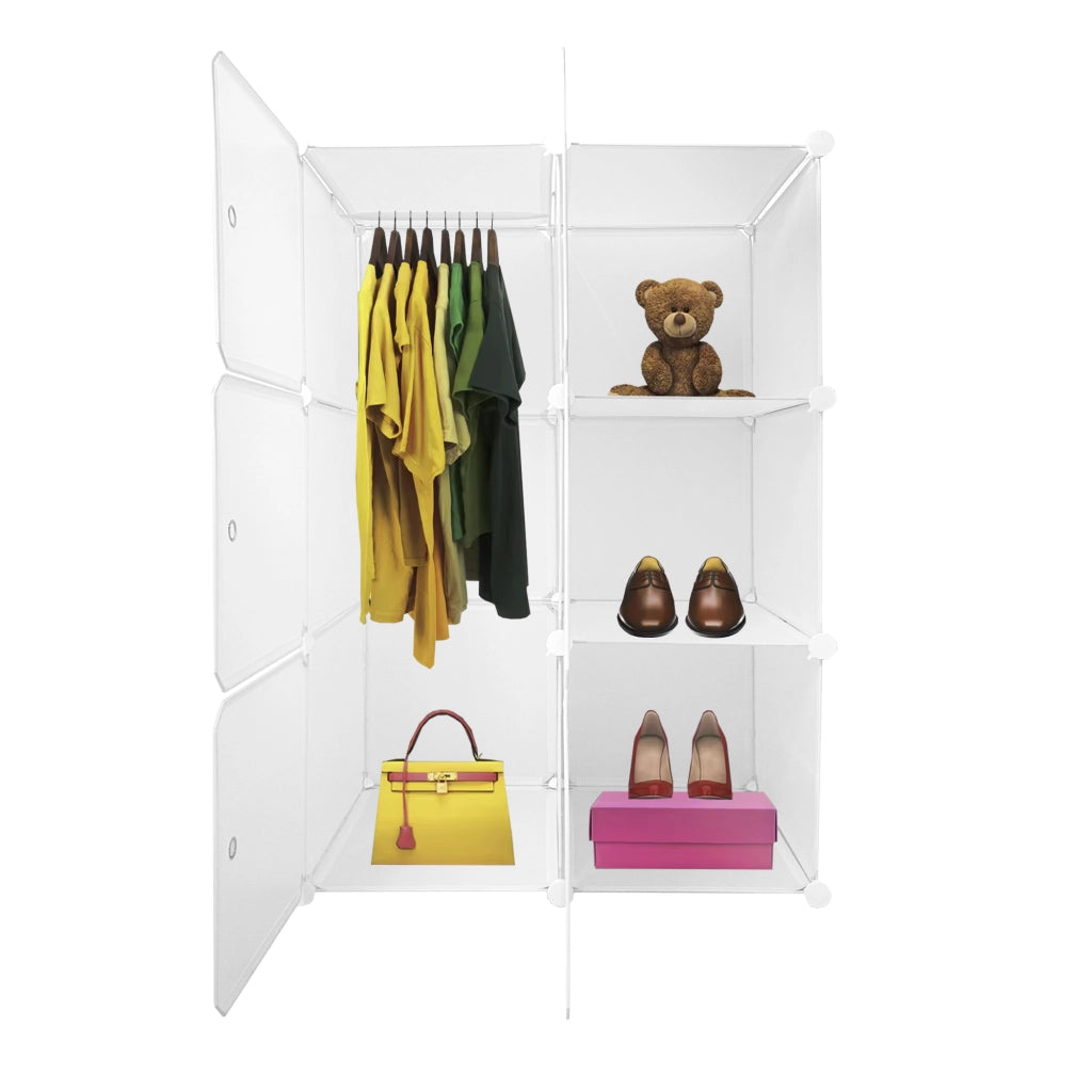Cubo personalizzabile Guardaroba Boxed Basic Nyana Home 6 Cubes/Doors Organizzazione domestica Appendiabiti Scarpiera 110x75x47cm Bianco