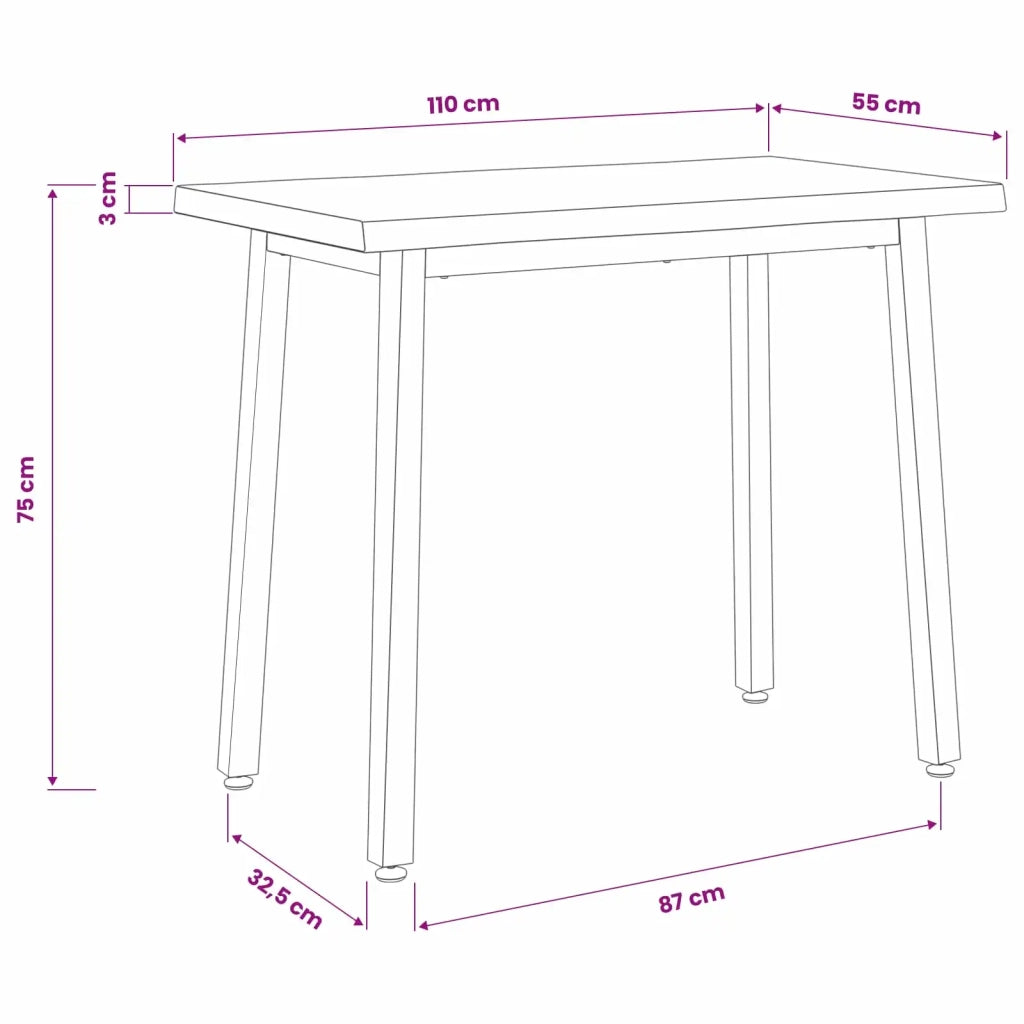 110 x 55 x 75 cm Legno di Acacia Massello Naturale e Caffè 937477