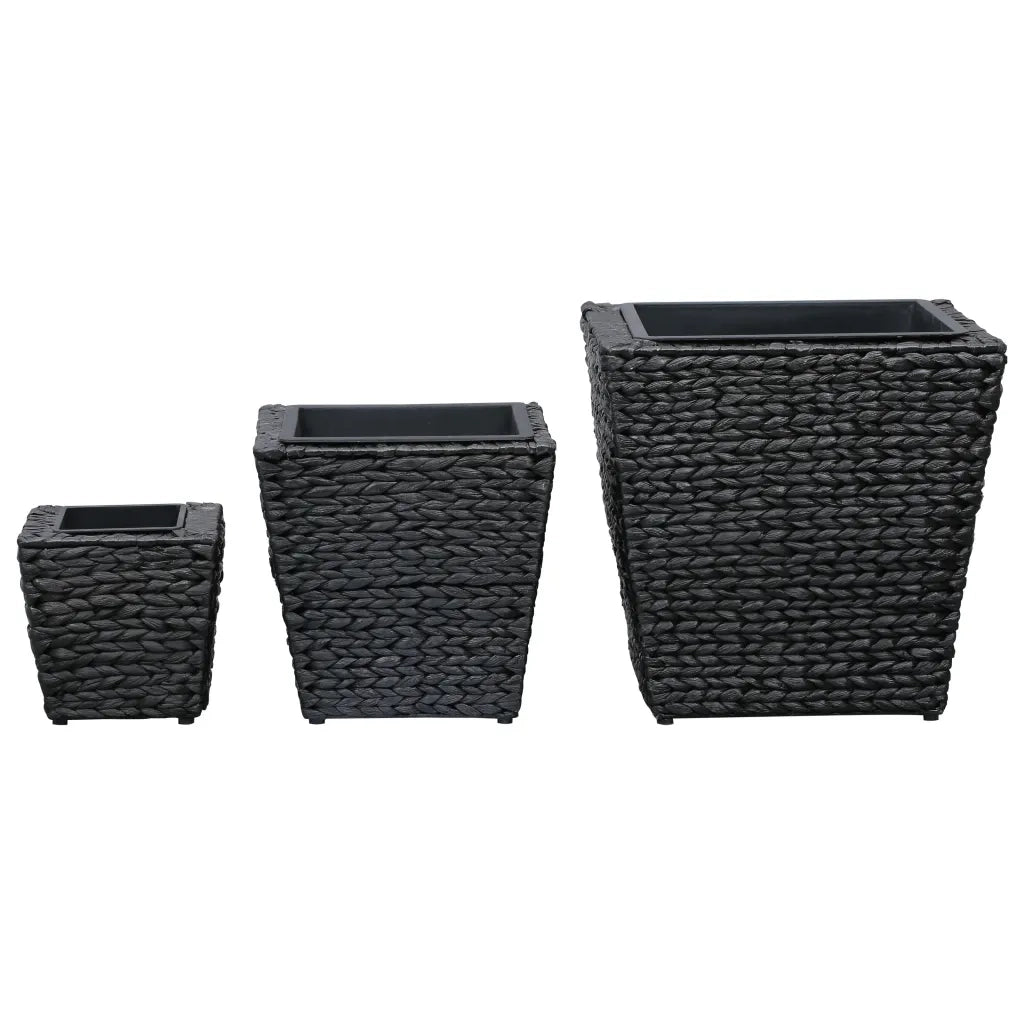 Letti Rialzati da Giardino 3 pz in Giacinto Intrecciato Nero
