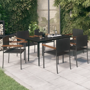 Set Mobili da Pranzo per Giardino 7 pz Nero cod mxl 36965