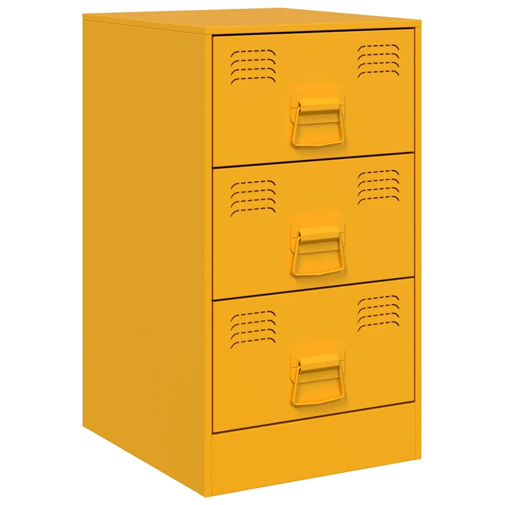 Comodini 2 pz-Set di 2 Tavolino da notte Giallo Senape 34,5x39x62 cm in Acciaio