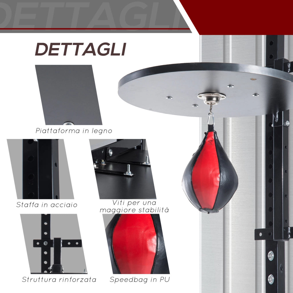 EasyComfort Piattaforma Boxe con Speedball Φ21 cm, Punching Ball per Allenamento Pugilato Arti Marziali, in Legno e Acciaio