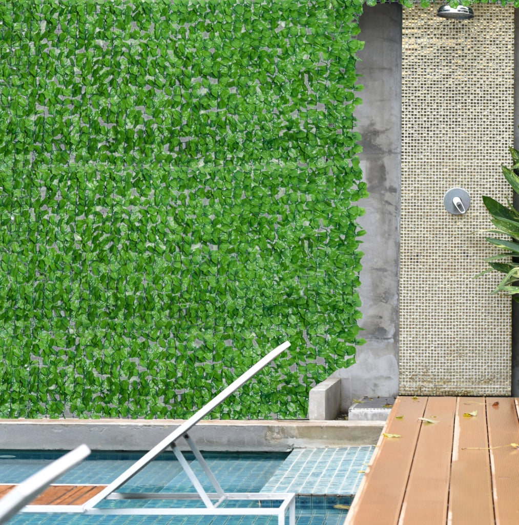 Siepe artificiale L300xB100 cm; foglie dense; per maggiore privacy; in PE e tessuto; verde chiaro
