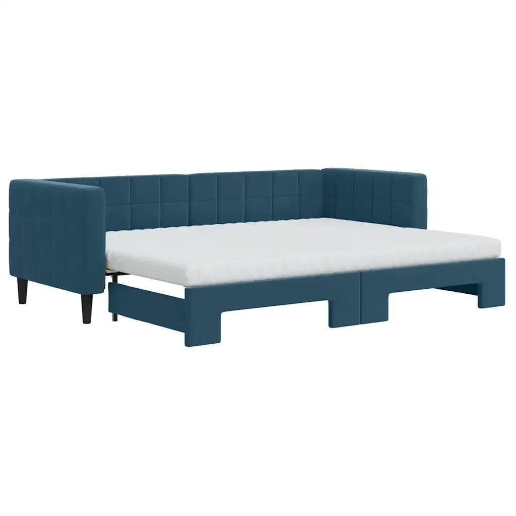 Divano Letto Estraibile con Materassi Blu 80x200 cm Velluto 3196707