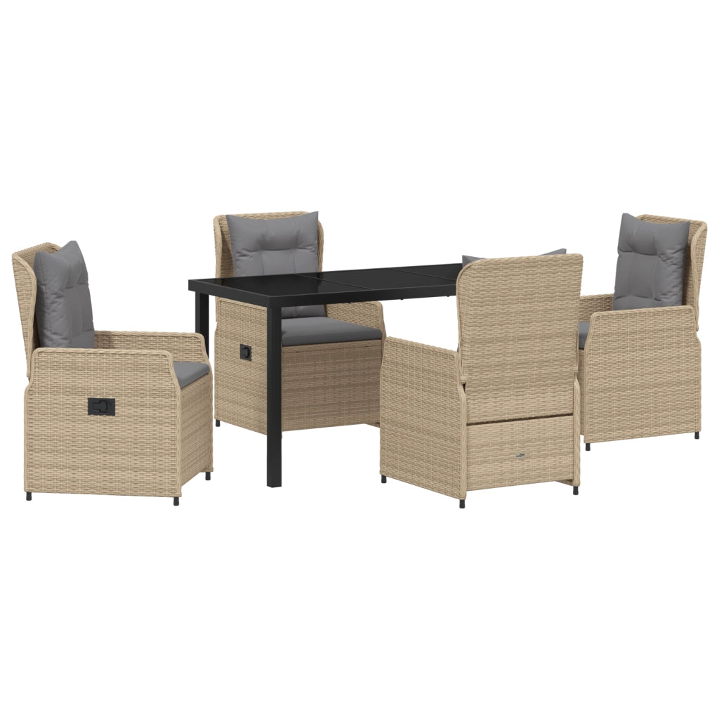 Set da Pranzo per Giardino  in Polyrattan Beige per 5 Persone