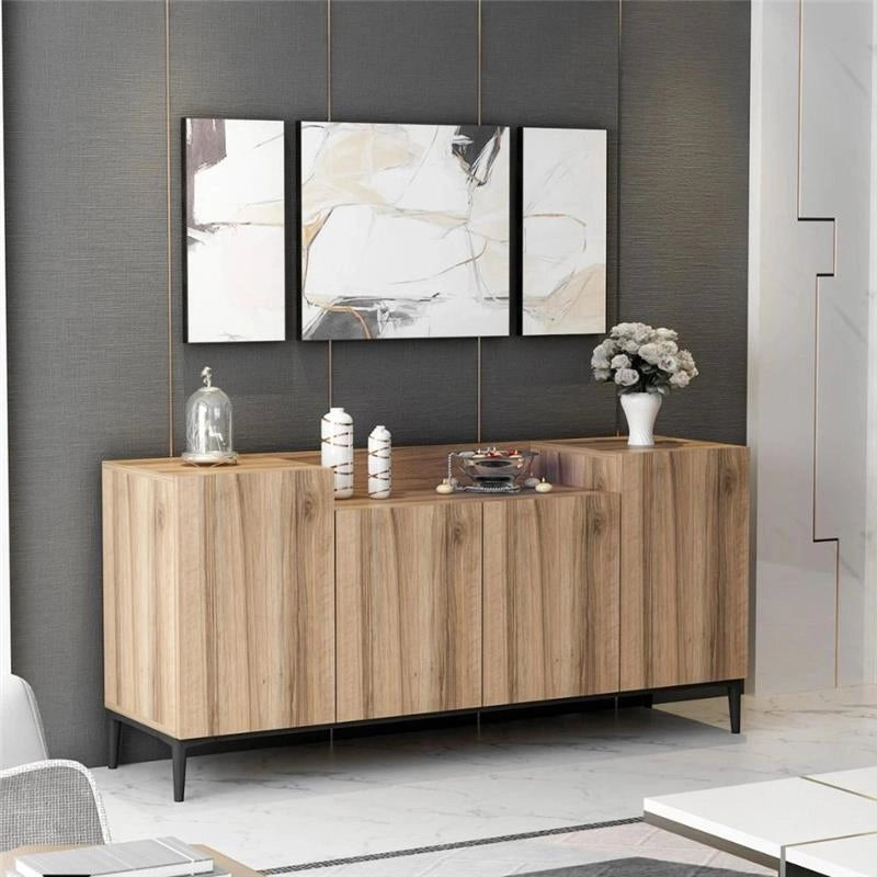 MOBILE DA INGRESSO MADIA ELLARIA 4 ANTE COLORE NOCE + 1 RIPIANO DOPPIA ALTEZZA 160X42X75H CM