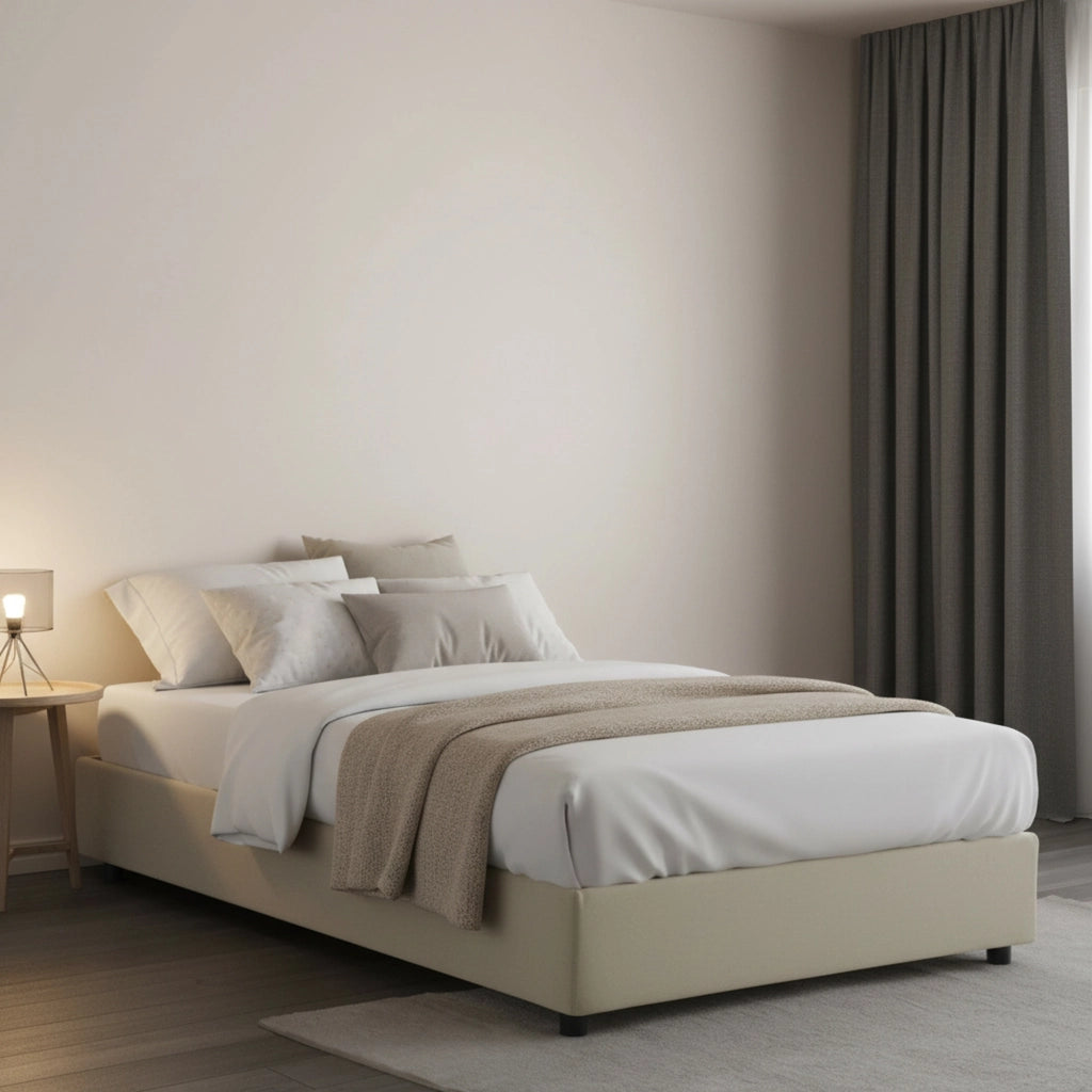 Asid, Letto Piazza e Mezza Sfoderabile Made in Italy, Beige
