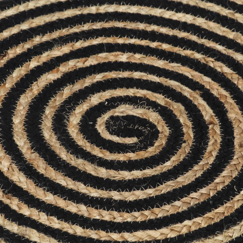 Tappeto Lavorato a Mano in Juta Design a Spirale Nero 90 cm cod mxl 69366
