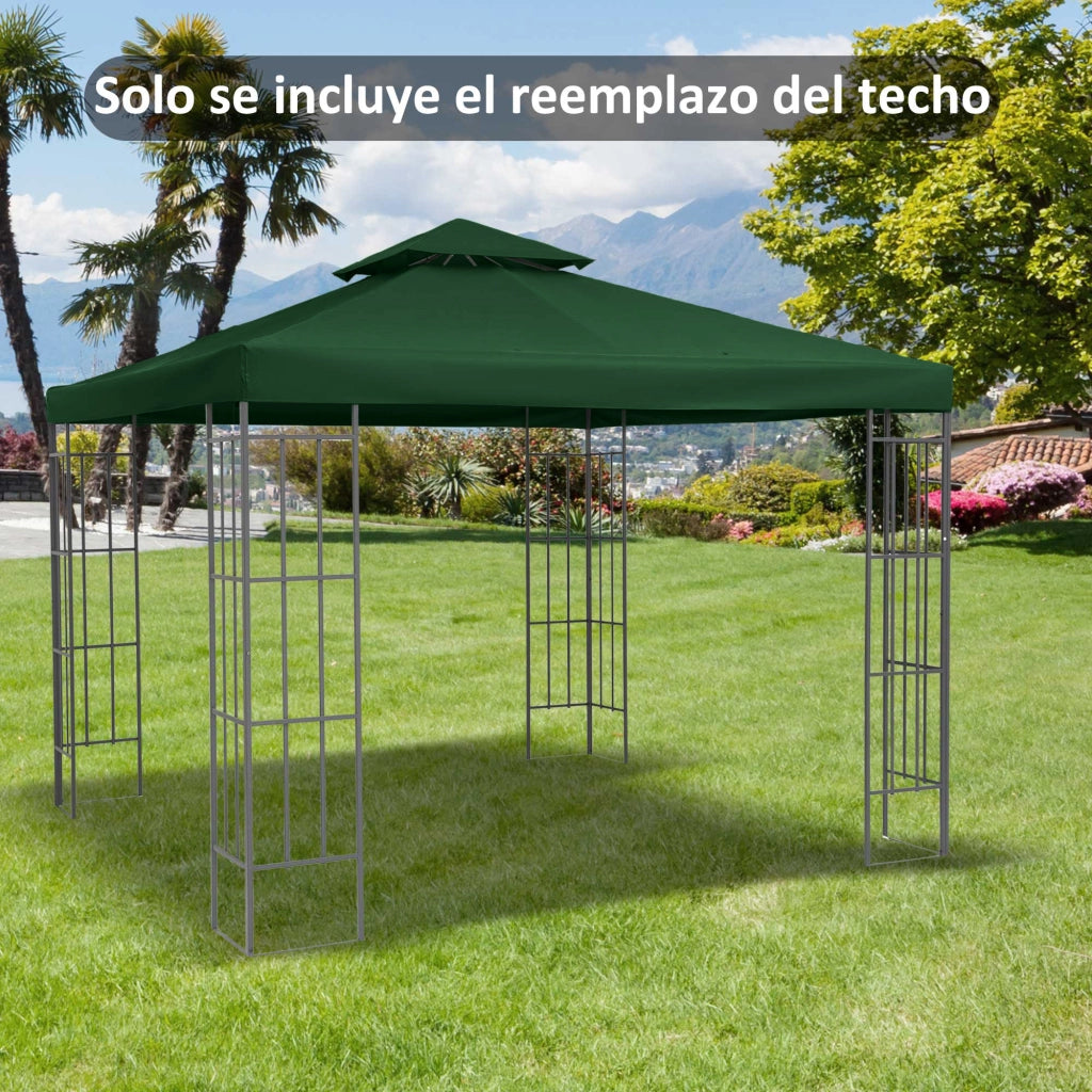 Telo di ricambio per gazebo 3x3 m ¨C zephmum ¨C verde, doppio strato, 8 fori di drenaggio