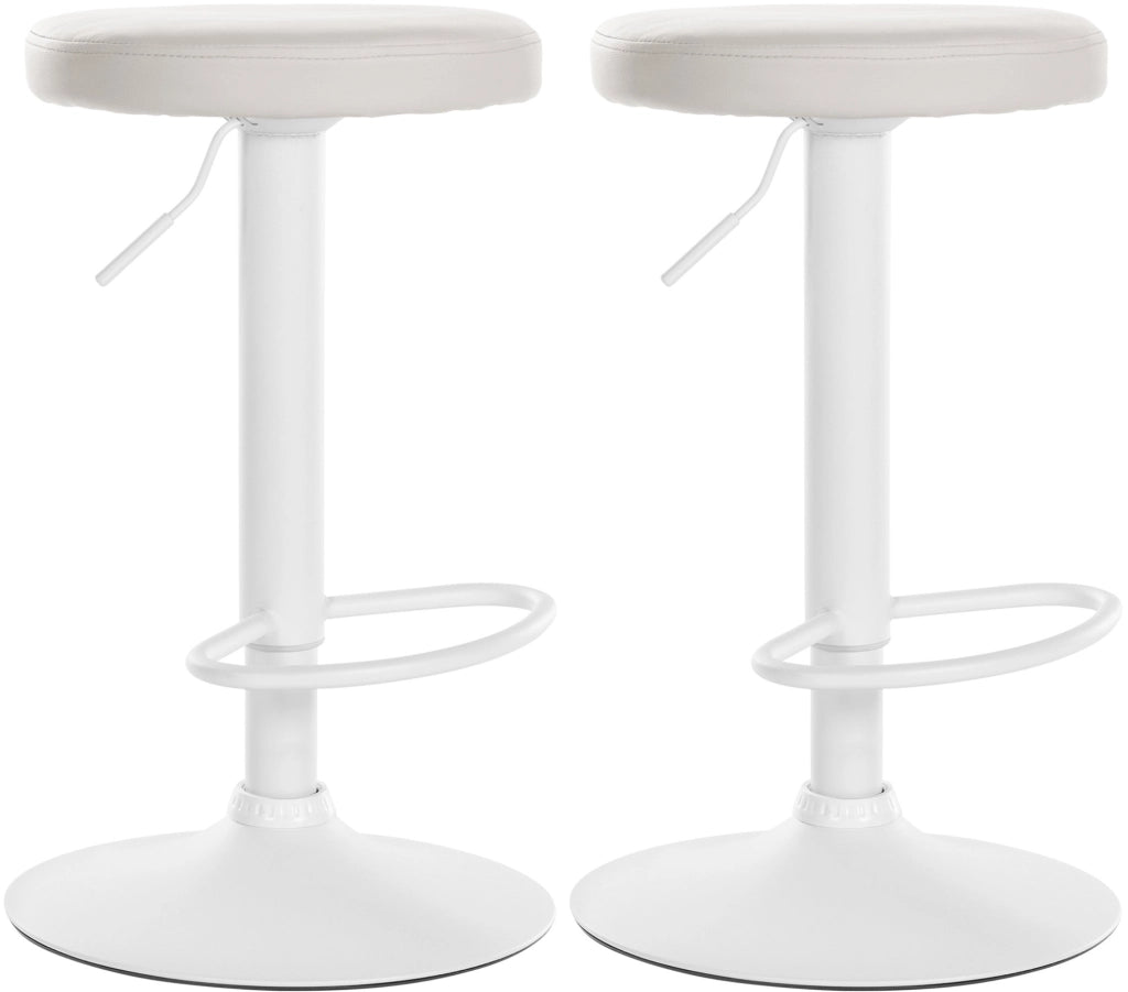 Set di 2 sgabelli da bar Ponte in similpelle bianco,Metallo bianco opaco