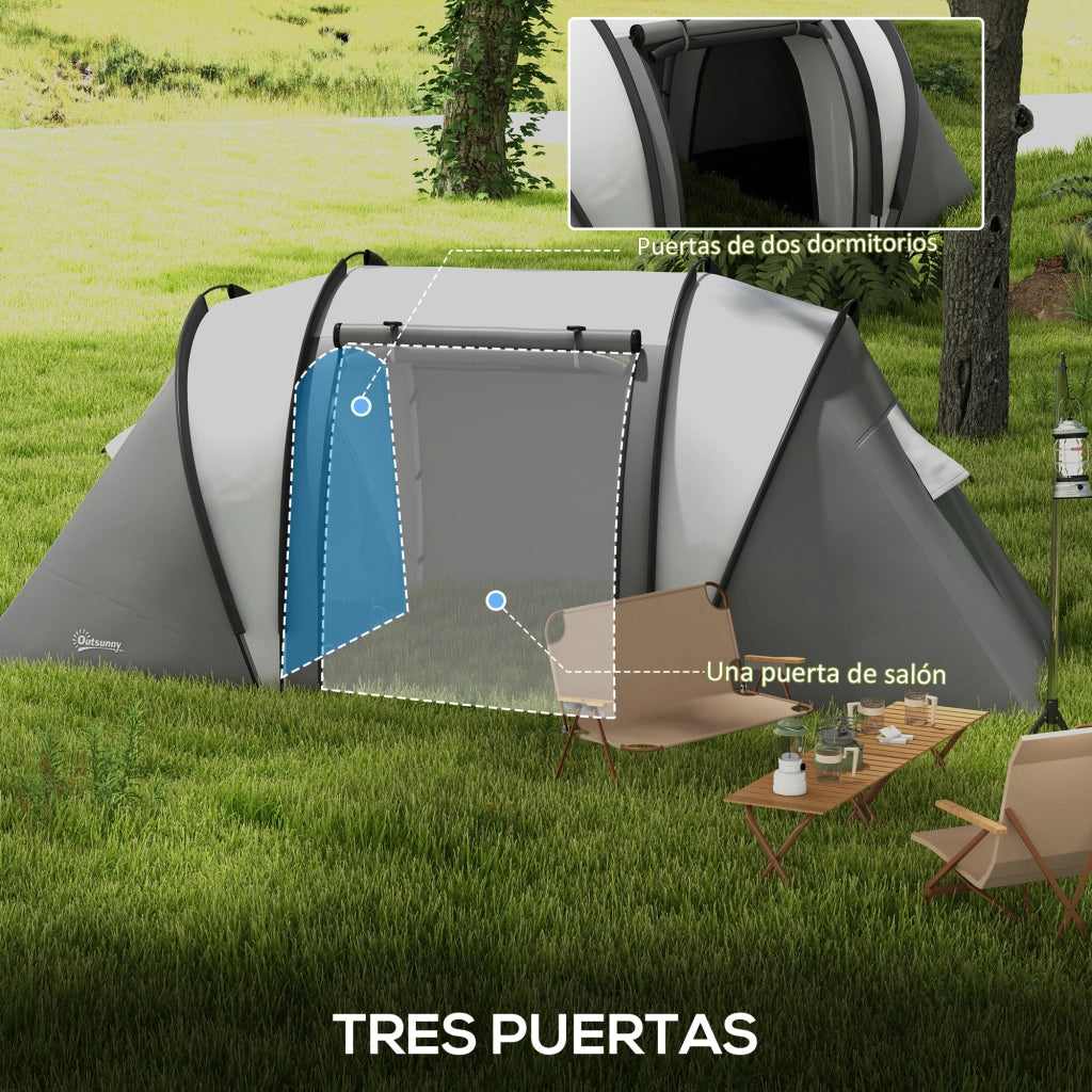 Tenda da Camping 4-5 Persone 2 Camere ¨C zephmum ¨C Grigio 450x220x180 cm