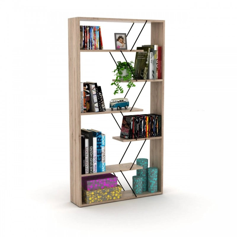 Libreria moderna moderna divisorio rovere nero cm 84 x 22 x 157 h