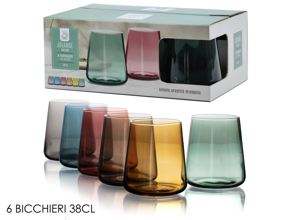 Set 6 Bicchieri in Vetro – Jolangè Color 38 cl