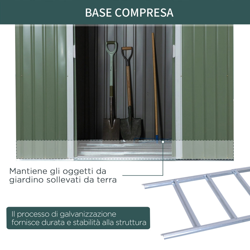Casetta Box da Giardino 213x130x173 cm in Acciaio Verde