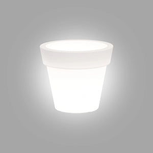 Vaso luminoso moderno di design Ø50 H44 in polimero resistente con LED bianco per interno ed esterno - Made in Italy - Monacis
