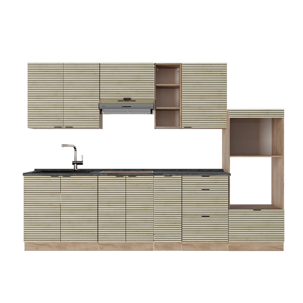Cucina componibile Fame-Line Pannello in quercia/Rovere dorato 280 cm, PL Antracite Vicco
