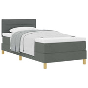 Letto singolo | Letto per adulti | Letto a molle con cuscino Grigio scuro 80 x 200 cm Tessuto