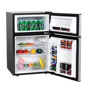 Frigorifero compatto 90 L con luce LED e refrigerazione rapida, Freezer silenzioso separato con 2 ante Grigio-Frigoriferi