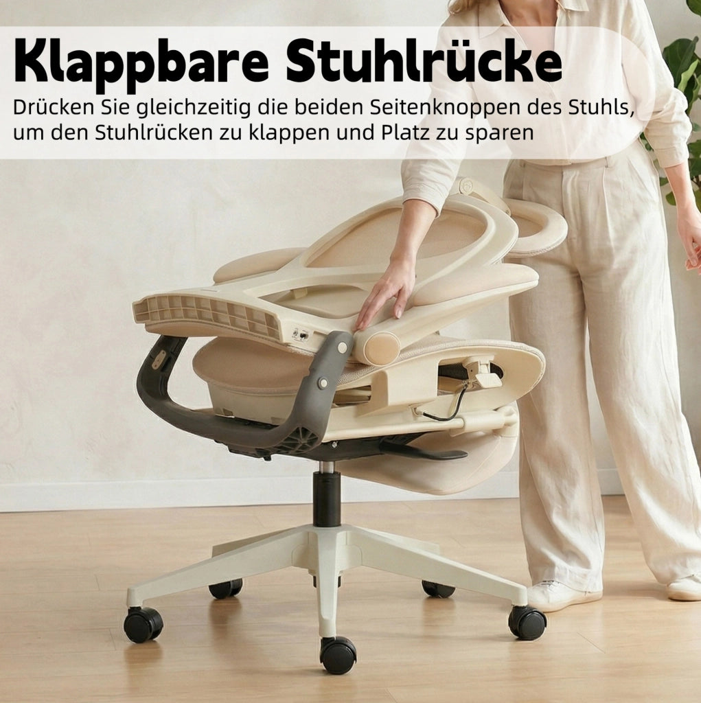 SEDIA Ergonomica da Ufficio Pieghevole in Rete Color Crema