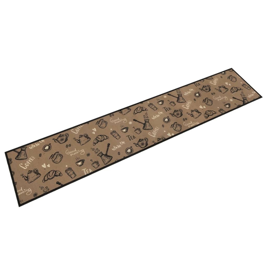 Tappetino da cucina lavabile con stampa elegante 300 x 60 cm antiscivolo design confortevole in velluto marrone 02_0056428