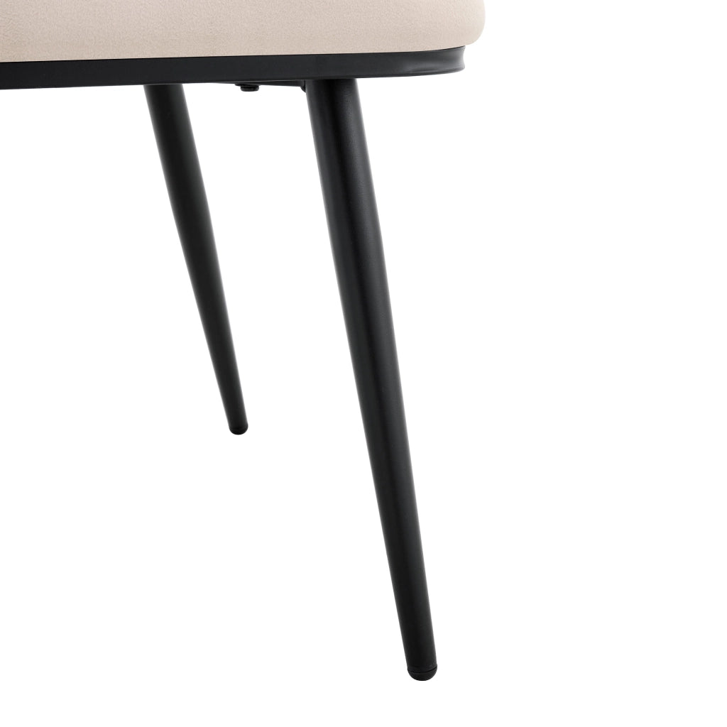 Sedia da pranzo in velluto avorio con gambe in metallo nero, design moderno