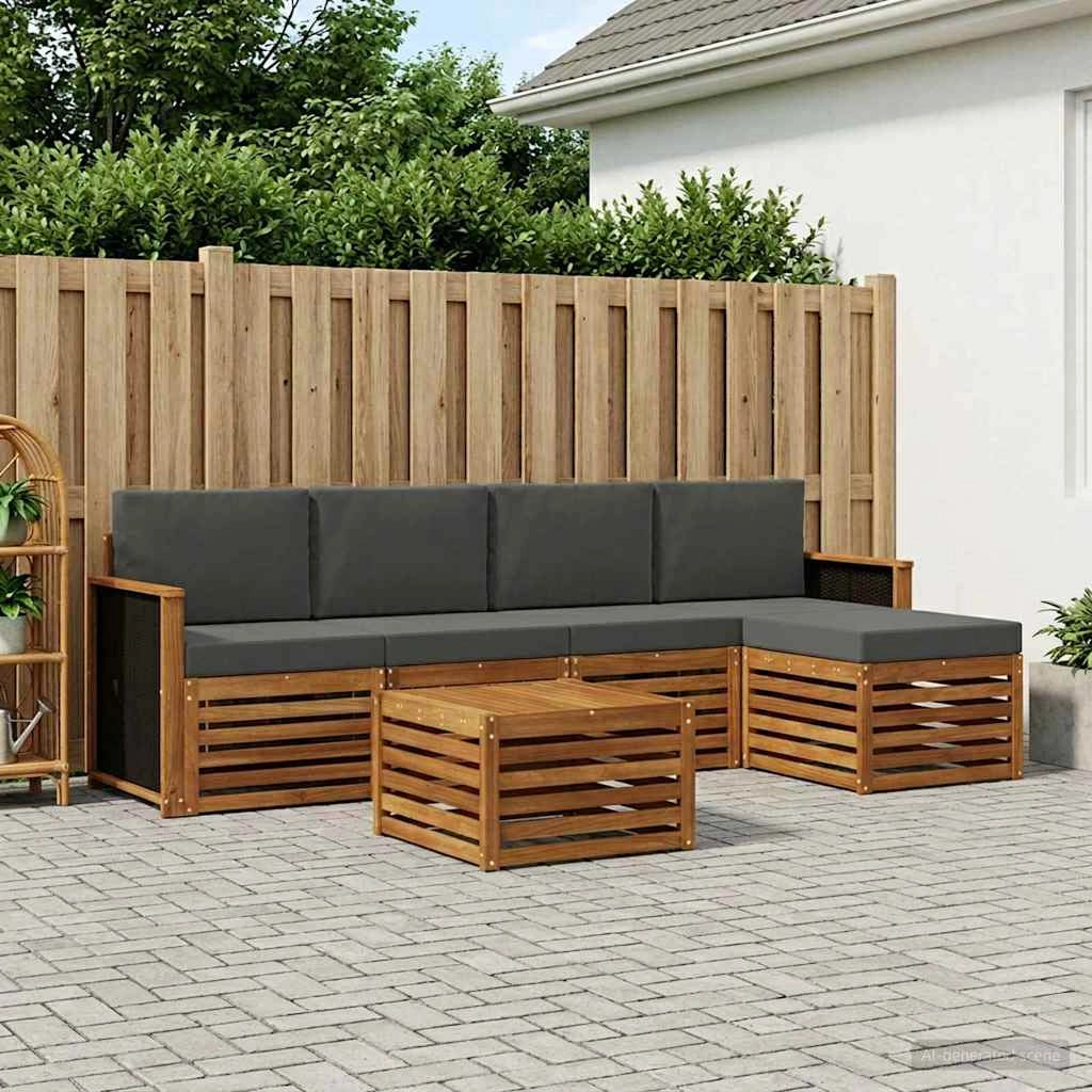 Set di divani da esterno 6 pz Naturale e Antracite 3384253