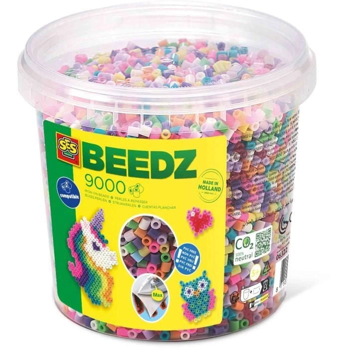 Mix di perline da stirare - 9000 scatole alla moda - SES CREATIVE - 9000 perline in colori vivaci.