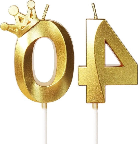 Candele da 40° anniversario con decorazione corona e numero 40 – candele festive per torta di compleanno - decorazione festiva per uomini e donne - decorazione per torta di festa di compleanno.