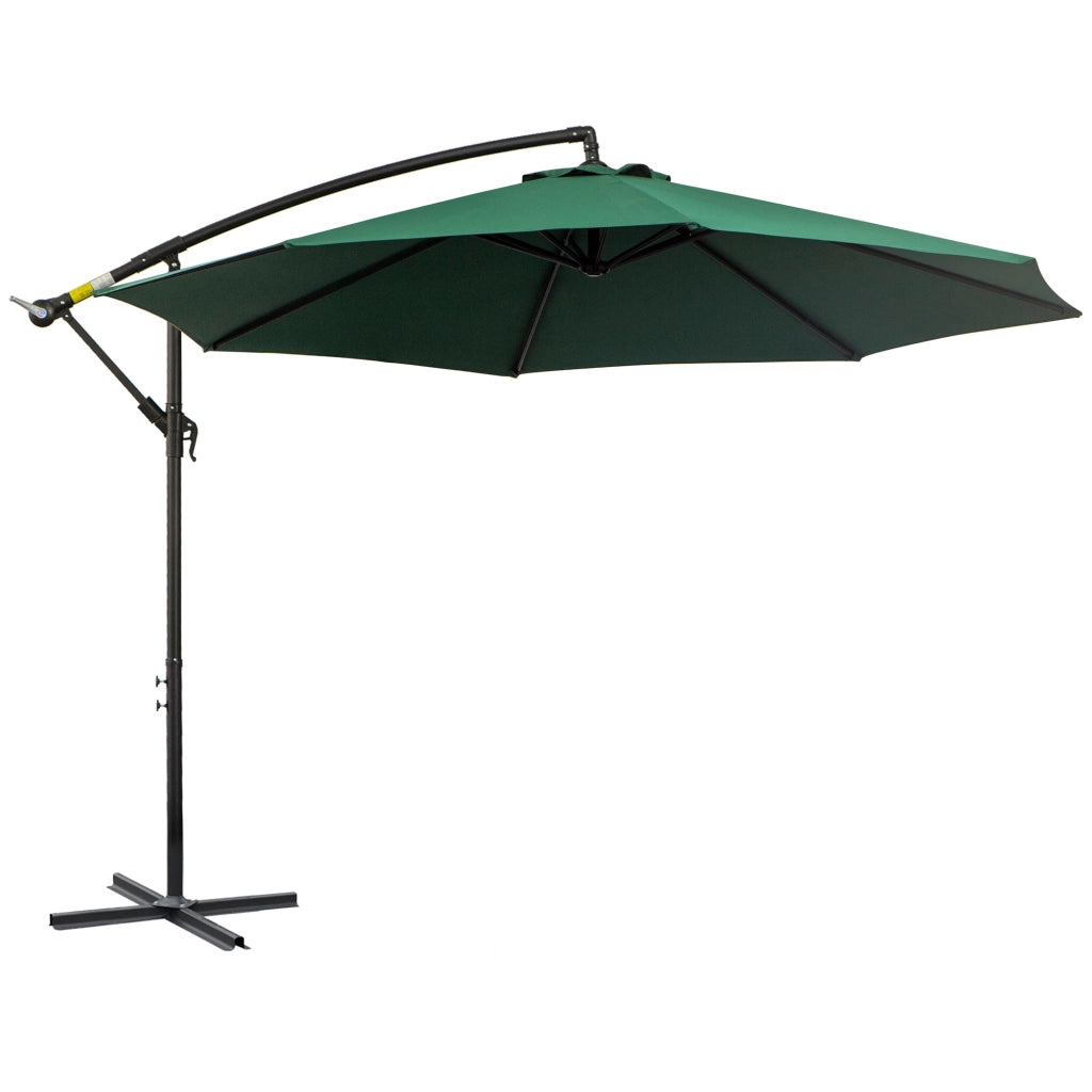 Ombrellone da Giardino Parasole Inclinabile con Base a Croce ¨C zephmum ¨C Verde ?300x250 cm