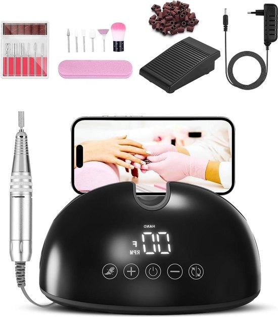 Vibro Nagelvijl per Gelnageli - 350000 giri al minuto Regolabile Velocità - Macchina per la Lustratura - Set Professionale Manicure Pedicure 12 in 1