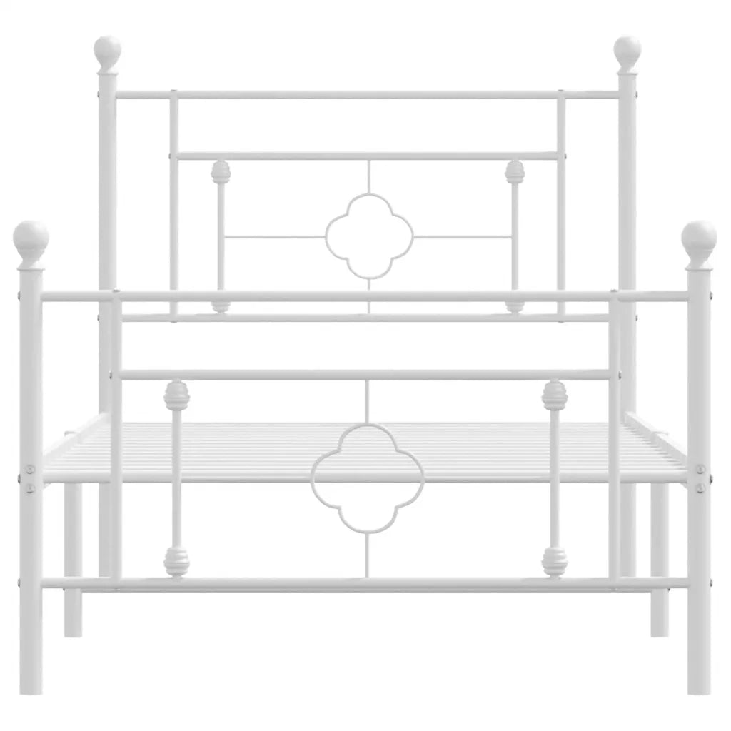 Giroletto con Testiera e Pediera Metallo Bianco 100x200 cm 374401