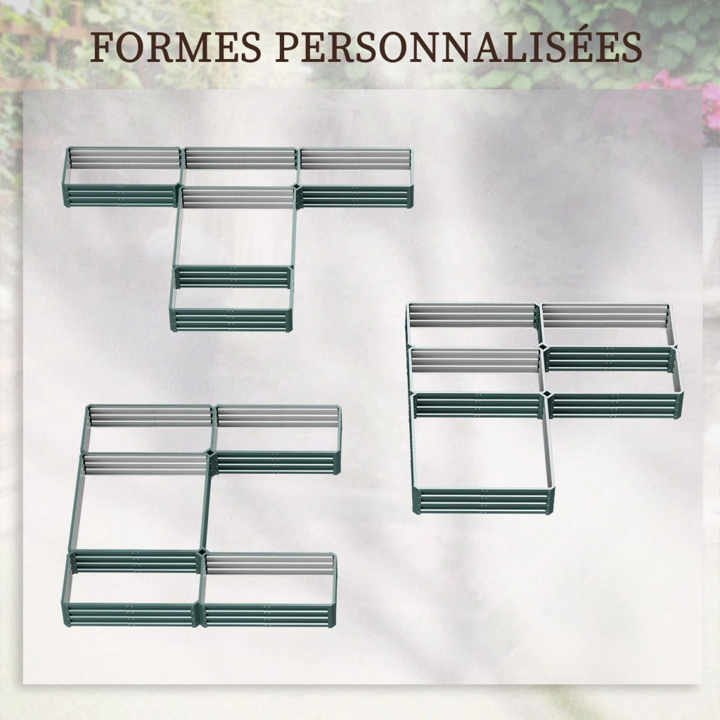 Fioriera Quadrata Giardino ¨C Minimal ¨C Acciaio 5 Pezzi Verde
