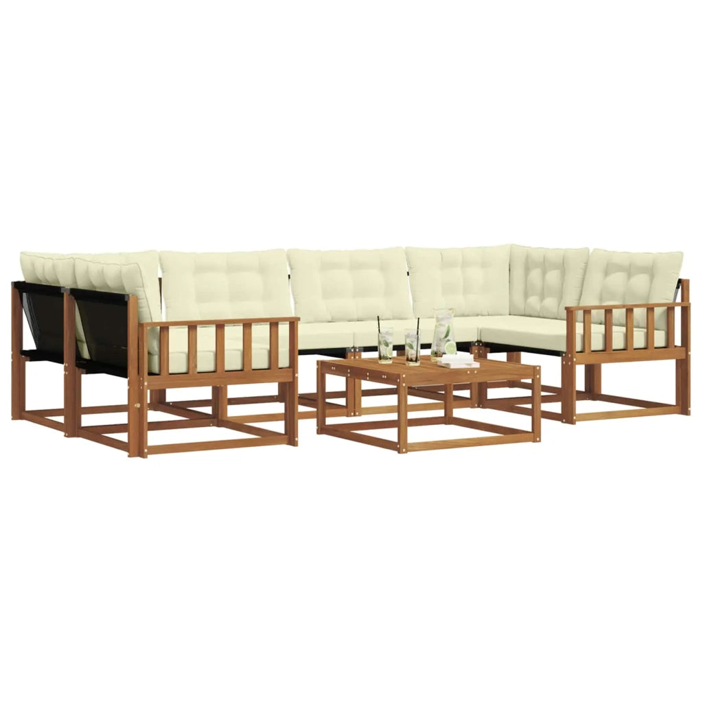 Set di divani da esterno con cuscino 7 pcs Naturale e Crema 3369237