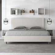 Letto imbottito Matrimoniale 180x200 cm Goya - Bianco,Similpelle,Contenitore