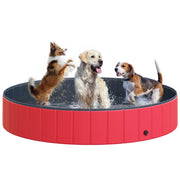 Piscina Pieghevole per Cani e Gatti ¨C zephmum ¨C PVC Antiscivolo ?160x30 cm Rosso
