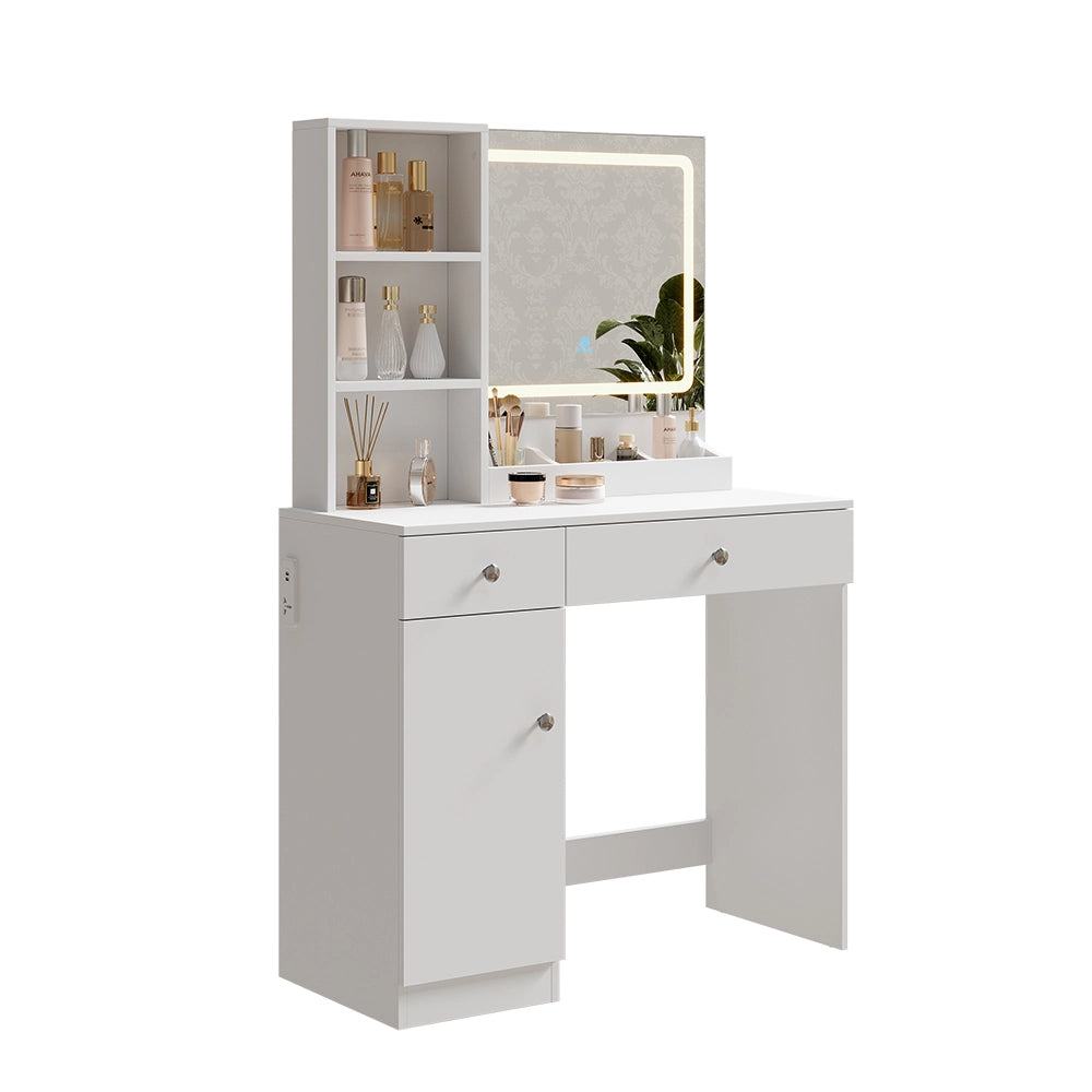 Vicco Tavolo da toilette Bianco 90 cm con specchio