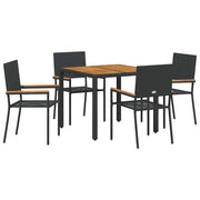 Set da Pranzo per Giardino 5 pz | Set Salotto da Giardino Nero polyrattan